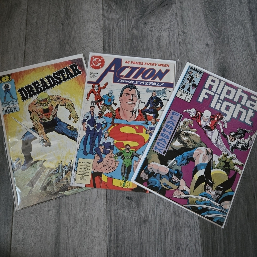 Comic Books: Dreadstar, Action Comics, Alpha Flight Set Of 3